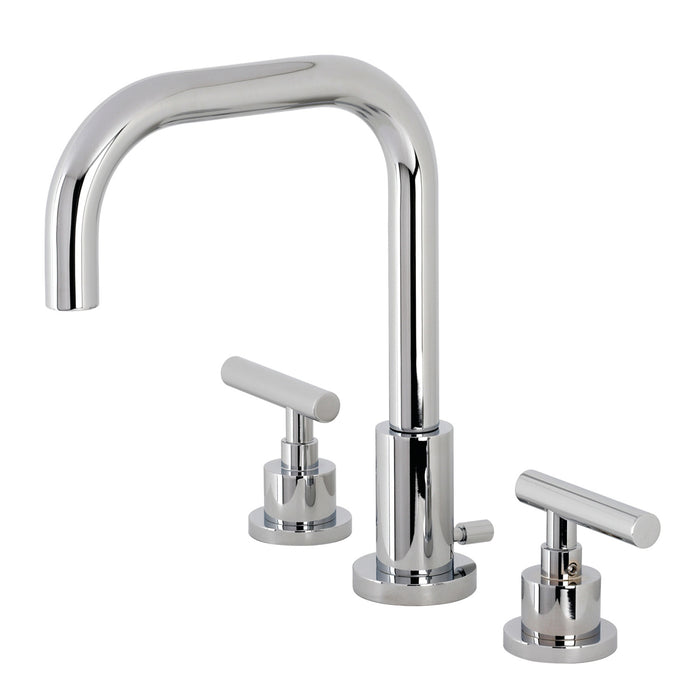 Kingston Sona FSC8931CML - Manhattan Two-Handle 3-Hole Deck Mount Widespread Bathroom Faucet with Brass Pop-Up, Polished Chrome