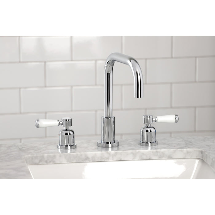 Kingston Tulare FSC8931DPL - Paris Two-Handle 3-Hole Deck Mount Widespread Bathroom Faucet with Brass Pop-Up, Polished Chrome