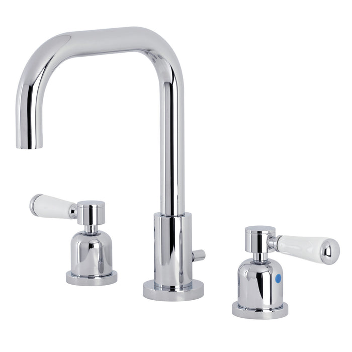 Kingston Tulare FSC8931DPL - Paris Two-Handle 3-Hole Deck Mount Widespread Bathroom Faucet with Brass Pop-Up, Polished Chrome