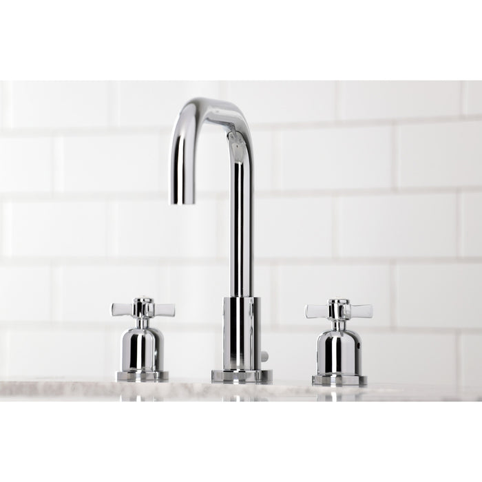 Kingston Sona FSC8931ZX - Millennium Two-Handle 3-Hole Deck Mount Widespread Bathroom Faucet with Brass Pop-Up, Polished Chrome