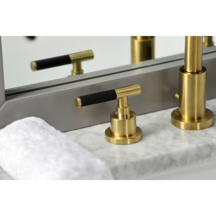 Kaiser FSC8933CKL Two-Handle 3-Hole Deck Mount Widespread Bathroom Faucet with Brass Pop-Up, Brushed Brass