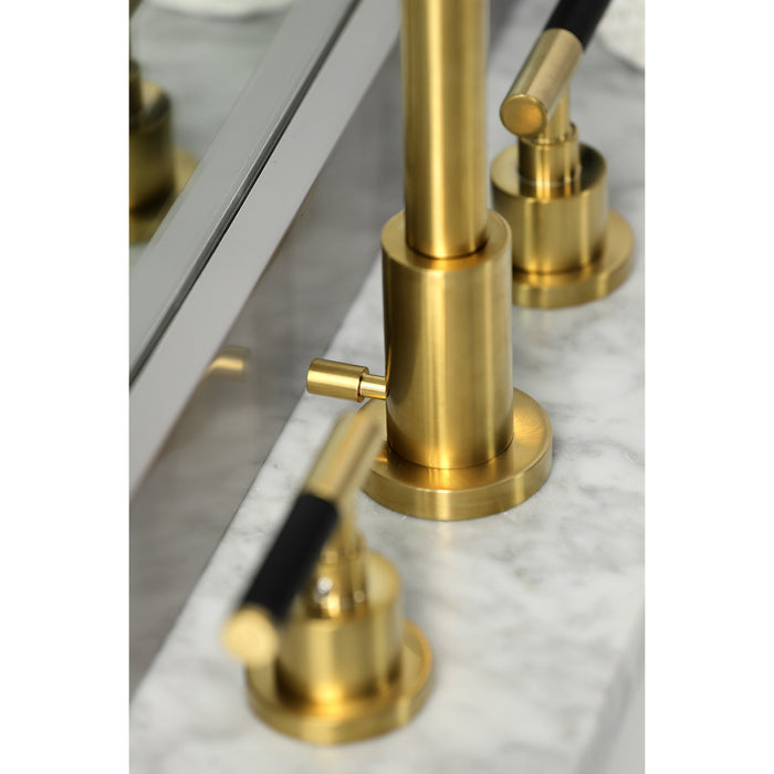 Kaiser FSC8933CKL Two-Handle 3-Hole Deck Mount Widespread Bathroom Faucet with Brass Pop-Up, Brushed Brass
