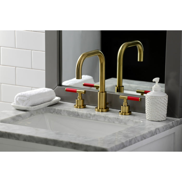 Kaiser FSC8933CKL Two-Handle 3-Hole Deck Mount Widespread Bathroom Faucet with Brass Pop-Up, Brushed Brass