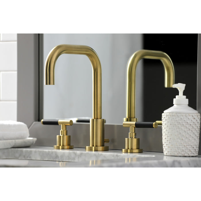 Kaiser FSC8933CKL Two-Handle 3-Hole Deck Mount Widespread Bathroom Faucet with Brass Pop-Up, Brushed Brass