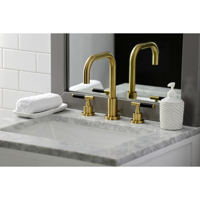 Kaiser FSC8933CKL Two-Handle 3-Hole Deck Mount Widespread Bathroom Faucet with Brass Pop-Up, Brushed Brass