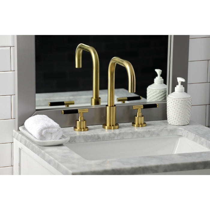 Kaiser FSC8933CKL Two-Handle 3-Hole Deck Mount Widespread Bathroom Faucet with Brass Pop-Up, Brushed Brass