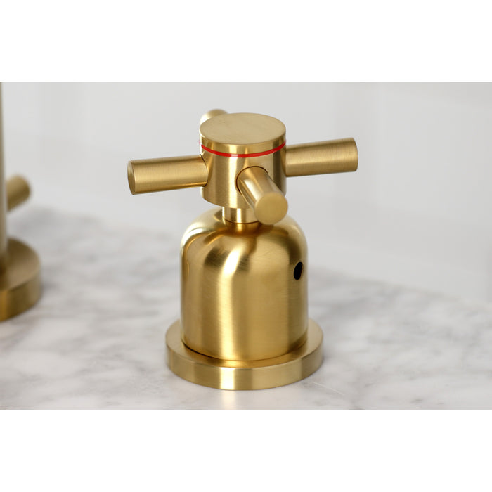 Kingston Sona FSC8933DX - Concord Two-Handle 3-Hole Deck Mount Widespread Bathroom Faucet with Brass Pop-Up, Brushed Brass