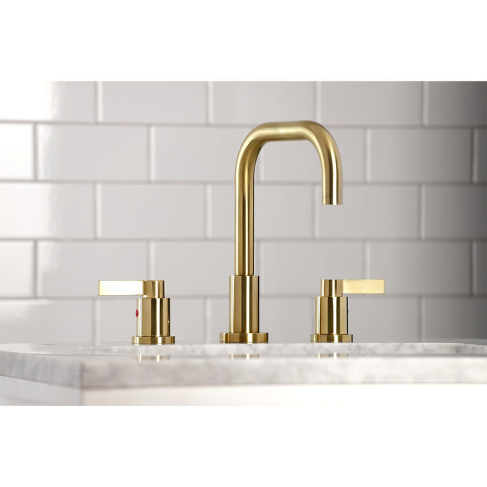 Kingston Sona FSC8933NDL - NuvoFusion Two-Handle 3-Hole Deck Mount Widespread Bathroom Faucet with Brass Pop-Up, Brushed Brass