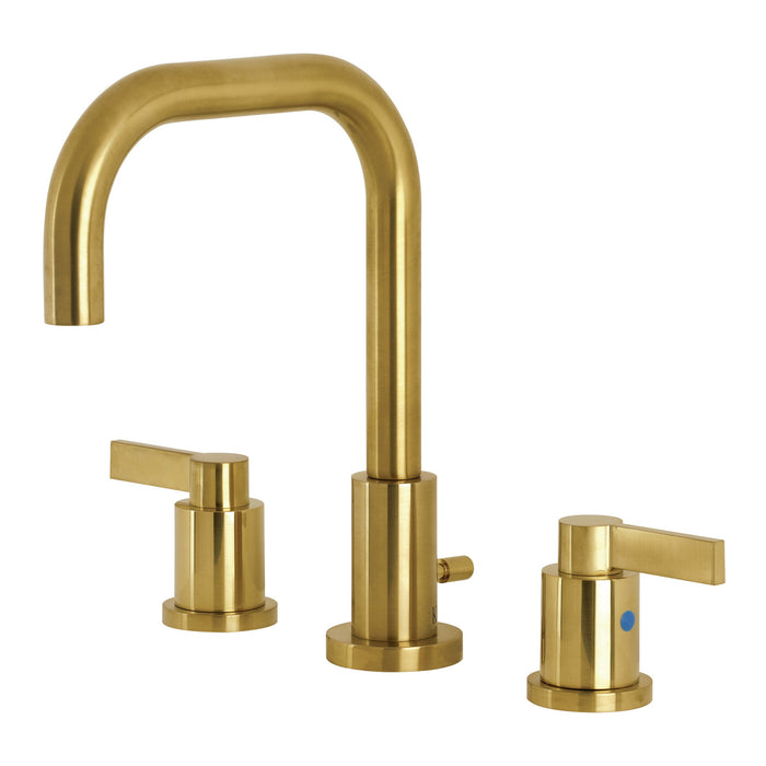 Kingston Sona FSC8933NDL - NuvoFusion Two-Handle 3-Hole Deck Mount Widespread Bathroom Faucet with Brass Pop-Up, Brushed Brass