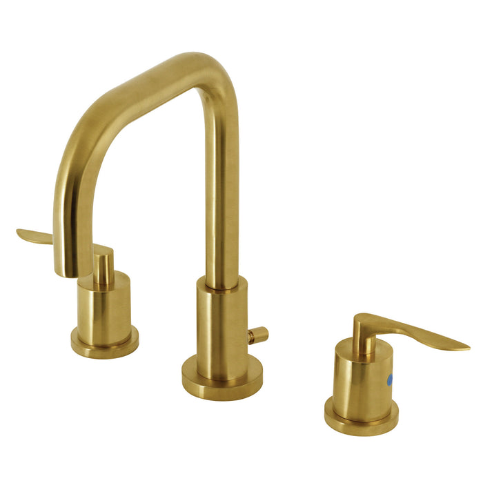 Serena FSC8933SVL Two-Handle 3-Hole Deck Mount Widespread Bathroom Faucet with Pop-Up Drain, Brushed Brass