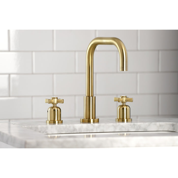 Kingston Sona FSC8933ZX - Millennium Two-Handle 3-Hole Deck Mount Widespread Bathroom Faucet with Brass Pop-Up, Brushed Brass