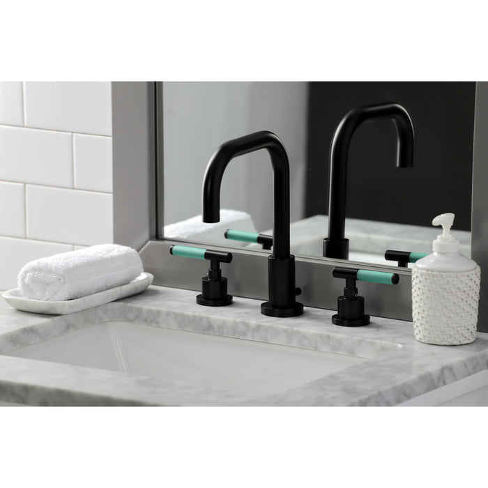 Kingston Sona FSC8935CKL - Kaiser Two-Handle 3-Hole Deck Mount Widespread Bathroom Faucet with Brass Pop-Up, Oil Rubbed Bronze