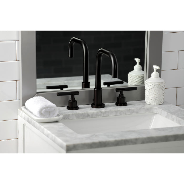 Kingston Sona FSC8935CKL - Kaiser Two-Handle 3-Hole Deck Mount Widespread Bathroom Faucet with Brass Pop-Up, Oil Rubbed Bronze