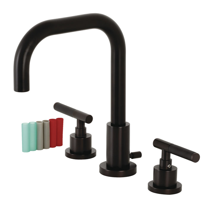 Kingston Sona FSC8935CKL - Kaiser Two-Handle 3-Hole Deck Mount Widespread Bathroom Faucet with Brass Pop-Up, Oil Rubbed Bronze