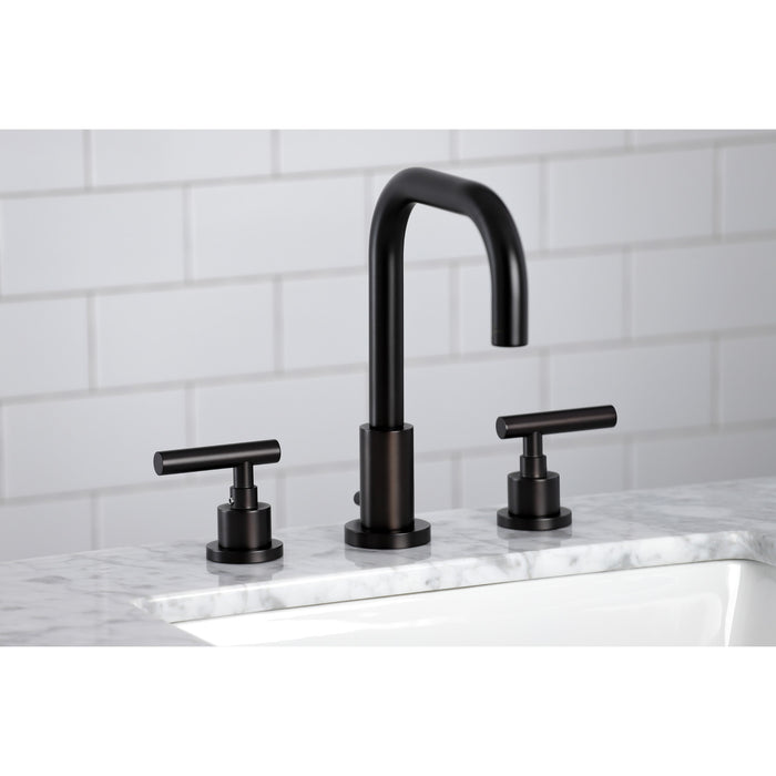 Kingston Sona FSC8935CML - Manhattan Two-Handle 3-Hole Deck Mount Widespread Bathroom Faucet with Brass Pop-Up, Oil Rubbed Bronze