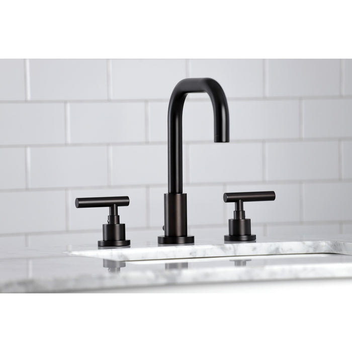 Kingston Sona FSC8935CML - Manhattan Two-Handle 3-Hole Deck Mount Widespread Bathroom Faucet with Brass Pop-Up, Oil Rubbed Bronze