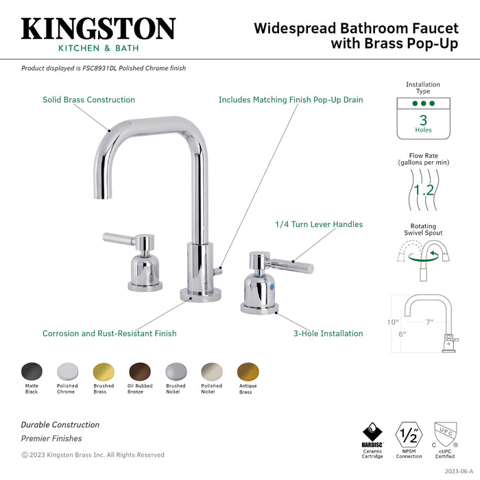 Kingston Sona FSC8935DL - Concord Widespread Bathroom Faucet with Brass Pop-Up, Oil Rubbed Bronze