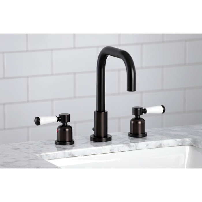 Kingston Tulare FSC8935DPL - Paris Two-Handle 3-Hole Deck Mount Widespread Bathroom Faucet with Brass Pop-Up, Oil Rubbed Bronze