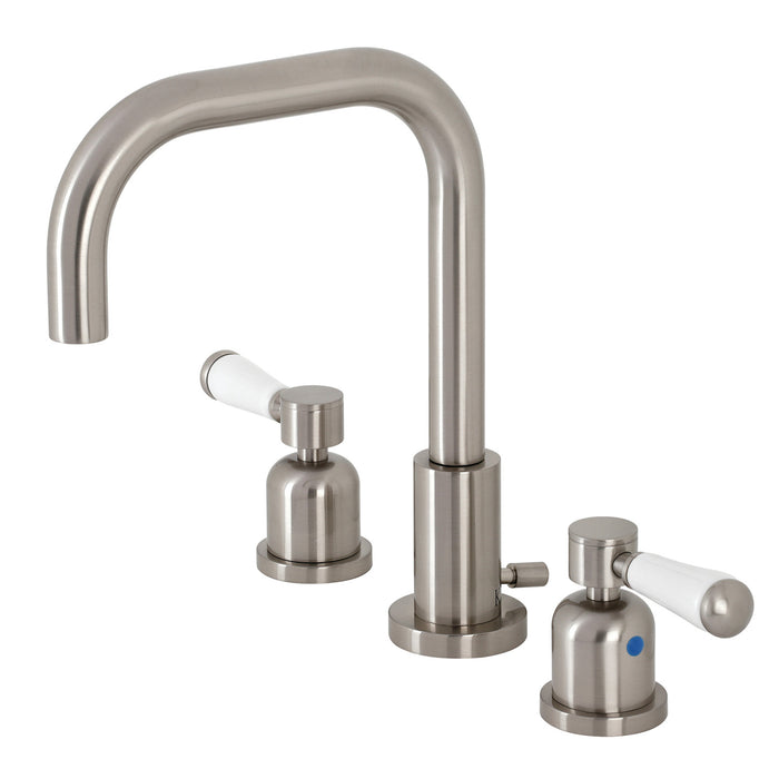 Kingston Tulare FSC8938DPL - Paris Two-Handle 3-Hole Deck Mount Widespread Bathroom Faucet with Brass Pop-Up, Brushed Nickel