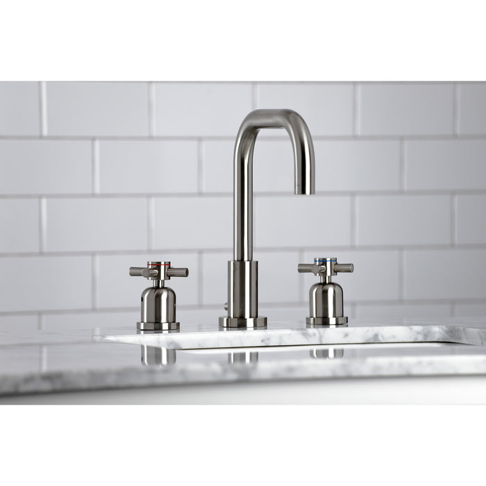 Kingston Sona FSC8938DX - Concord Two-Handle 3-Hole Deck Mount Widespread Bathroom Faucet with Brass Pop-Up, Brushed Nickel