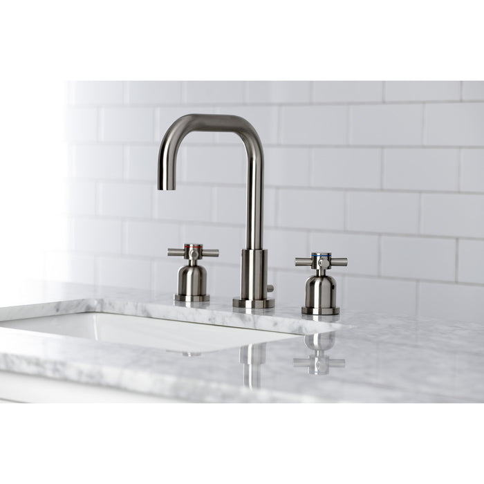 Kingston Sona FSC8938DX - Concord Two-Handle 3-Hole Deck Mount Widespread Bathroom Faucet with Brass Pop-Up, Brushed Nickel