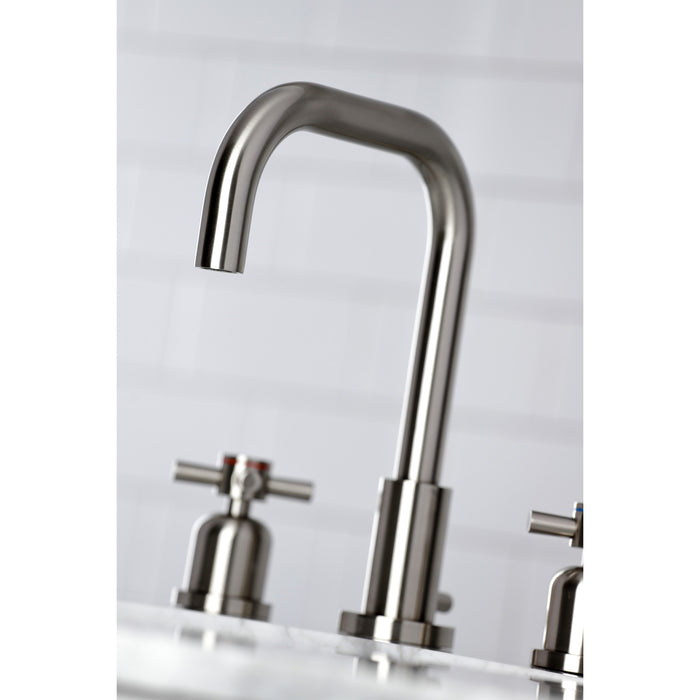 Kingston Sona FSC8938DX - Concord Two-Handle 3-Hole Deck Mount Widespread Bathroom Faucet with Brass Pop-Up, Brushed Nickel