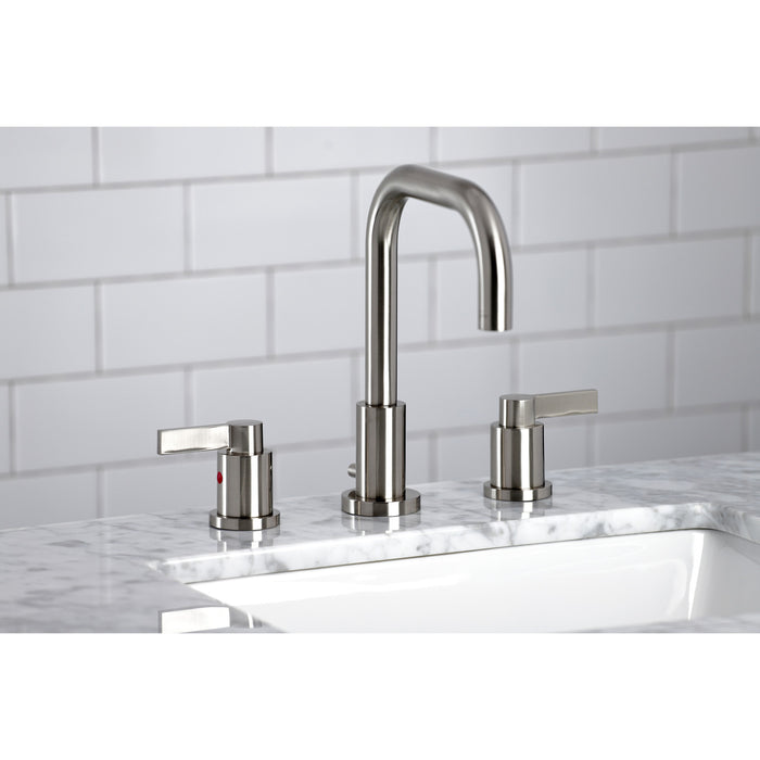 Kingston Sona FSC8938NDL - NuvoFusion Two-Handle 3-Hole Deck Mount Widespread Bathroom Faucet with Brass Pop-Up, Brushed Nickel