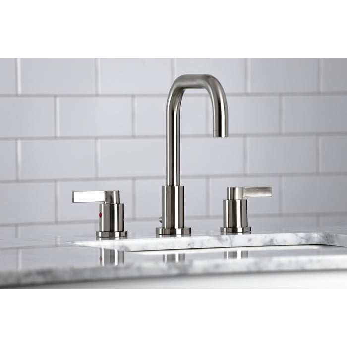 Kingston Sona FSC8938NDL - NuvoFusion Two-Handle 3-Hole Deck Mount Widespread Bathroom Faucet with Brass Pop-Up, Brushed Nickel