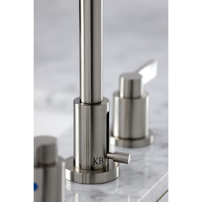 Kingston Sona FSC8938NDL - NuvoFusion Two-Handle 3-Hole Deck Mount Widespread Bathroom Faucet with Brass Pop-Up, Brushed Nickel
