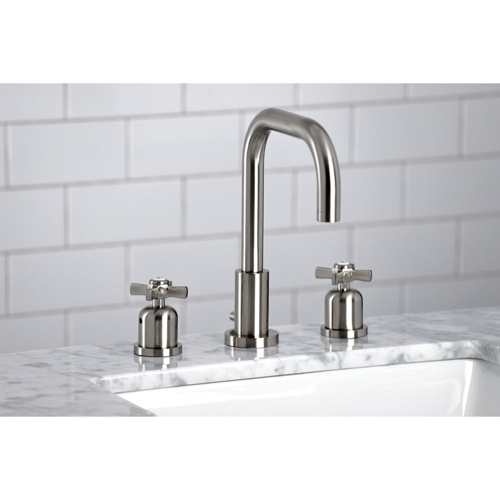 Kingston Sona FSC8938ZX - Millennium Two-Handle 3-Hole Deck Mount Widespread Bathroom Faucet with Brass Pop-Up, Brushed Nickel
