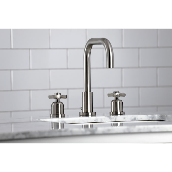 Kingston Sona FSC8938ZX - Millennium Two-Handle 3-Hole Deck Mount Widespread Bathroom Faucet with Brass Pop-Up, Brushed Nickel