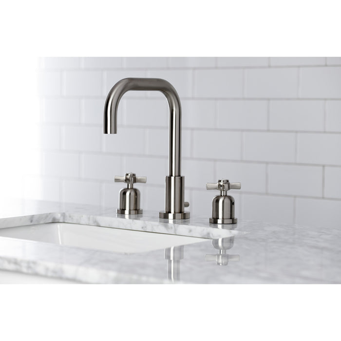 Kingston Sona FSC8938ZX - Millennium Two-Handle 3-Hole Deck Mount Widespread Bathroom Faucet with Brass Pop-Up, Brushed Nickel