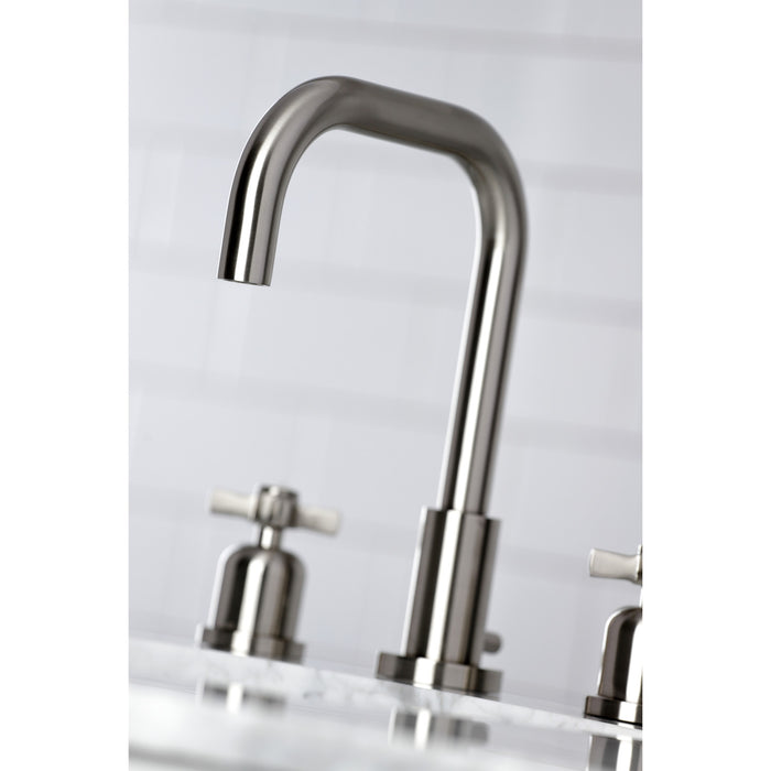 Kingston Sona FSC8938ZX - Millennium Two-Handle 3-Hole Deck Mount Widespread Bathroom Faucet with Brass Pop-Up, Brushed Nickel