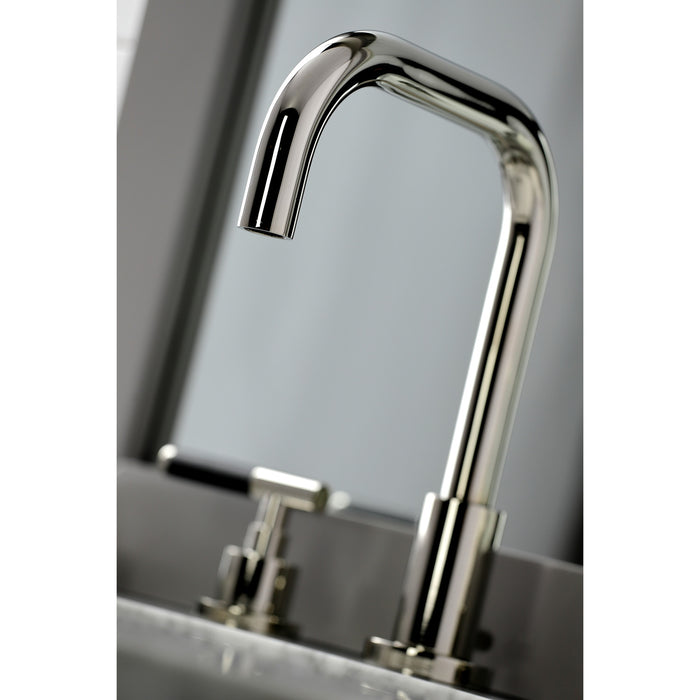 Kingston Sona FSC8939CKL - Kaiser Two-Handle 3-Hole Deck Mount Widespread Bathroom Faucet with Brass Pop-Up, Polished Nickel