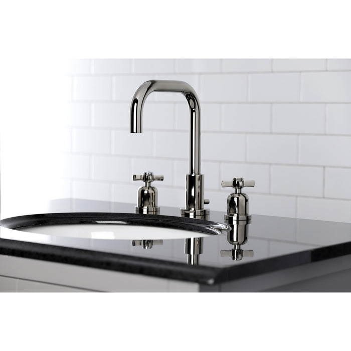 Kingston Sona FSC8939ZX - Millennium Two-Handle 3-Hole Deck Mount Widespread Bathroom Faucet with Brass Pop-Up, Polished Nickel