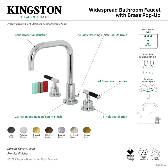 Kingston Sona FSC893CKLAB - Kaiser Widespread Bathroom Faucet with Brass Pop-Up, Antique Brass