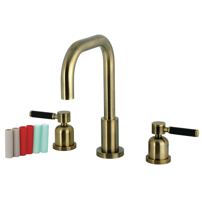 Kingston Sona FSC893DKLAB - Kaiser Widespread Bathroom Faucet with Brass Pop-Up, Antique Brass