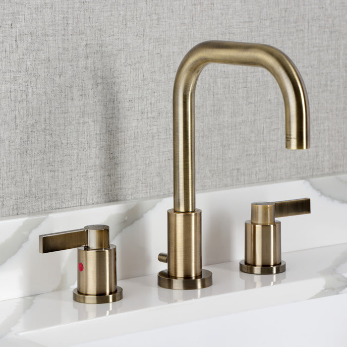 Kingston Sona FSC893NDLAB - NuvoFusion Widespread Bathroom Faucet with Brass Pop-Up, Antique Brass