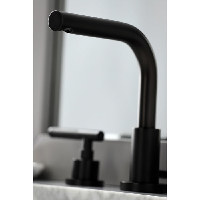 Kingston Sona FSC8950CKL - Kaiser Two-Handle 3-Hole Deck Mount Widespread Bathroom Faucet with Brass Pop-Up, Matte Black