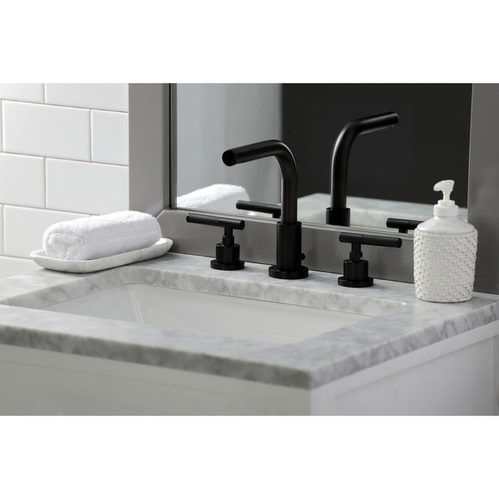 Kingston Sona FSC8950CKL - Kaiser Two-Handle 3-Hole Deck Mount Widespread Bathroom Faucet with Brass Pop-Up, Matte Black