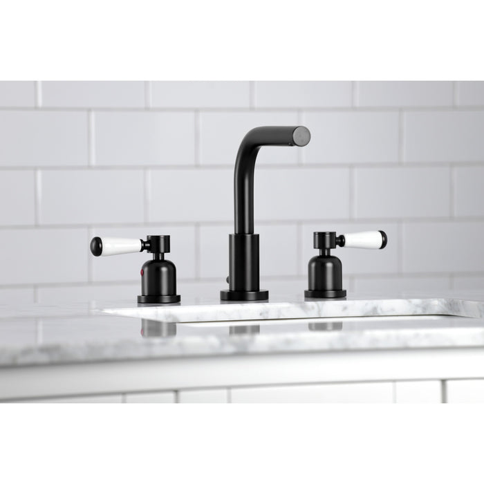 Kingston Tulare FSC8950DPL - Paris Two-Handle 3-Hole Deck Mount Widespread Bathroom Faucet with Brass Pop-Up, Matte Black