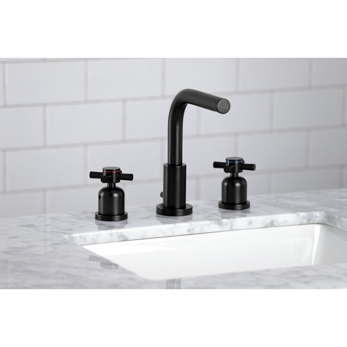 Kingston Sona FSC8950DX - Concord Two-Handle 3-Hole Deck Mount Widespread Bathroom Faucet with Brass Pop-Up, Matte Black