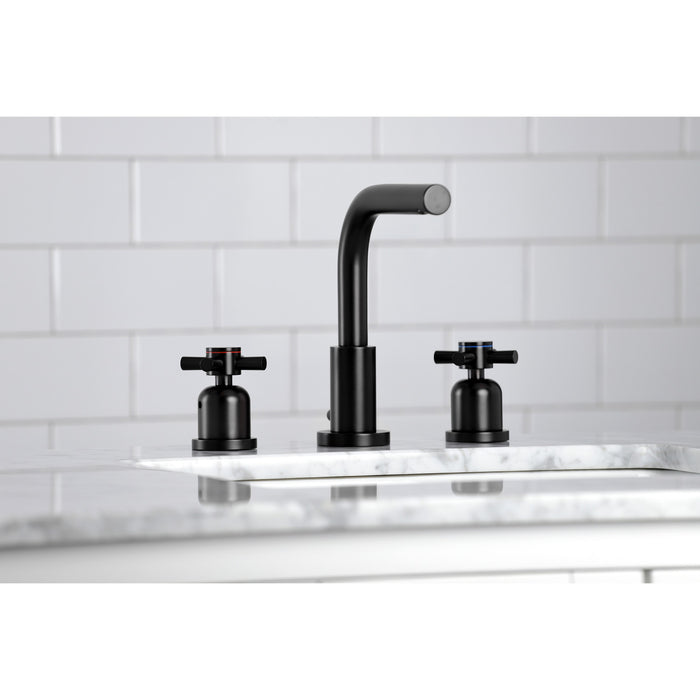 Kingston Sona FSC8950DX - Concord Two-Handle 3-Hole Deck Mount Widespread Bathroom Faucet with Brass Pop-Up, Matte Black