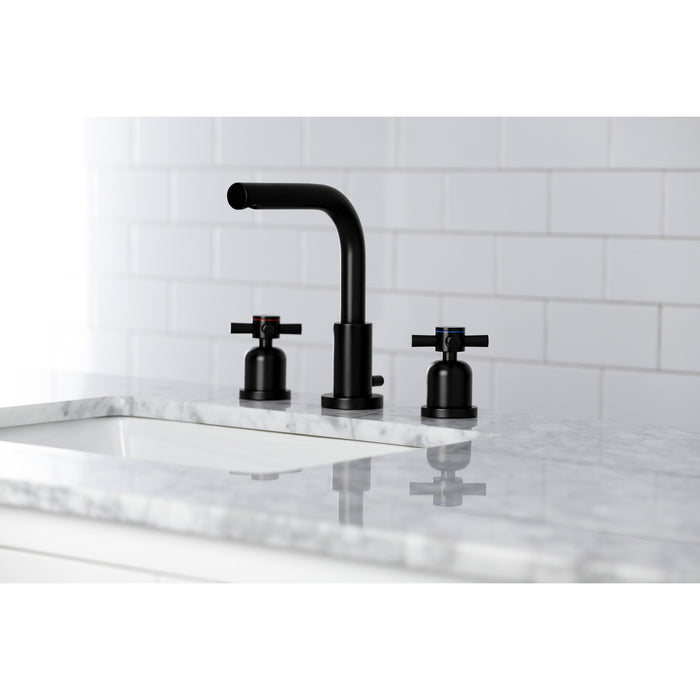 Kingston Sona FSC8950DX - Concord Two-Handle 3-Hole Deck Mount Widespread Bathroom Faucet with Brass Pop-Up, Matte Black