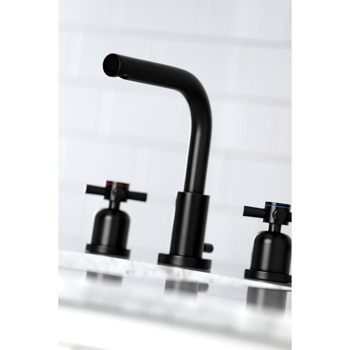 Kingston Sona FSC8950DX - Concord Two-Handle 3-Hole Deck Mount Widespread Bathroom Faucet with Brass Pop-Up, Matte Black
