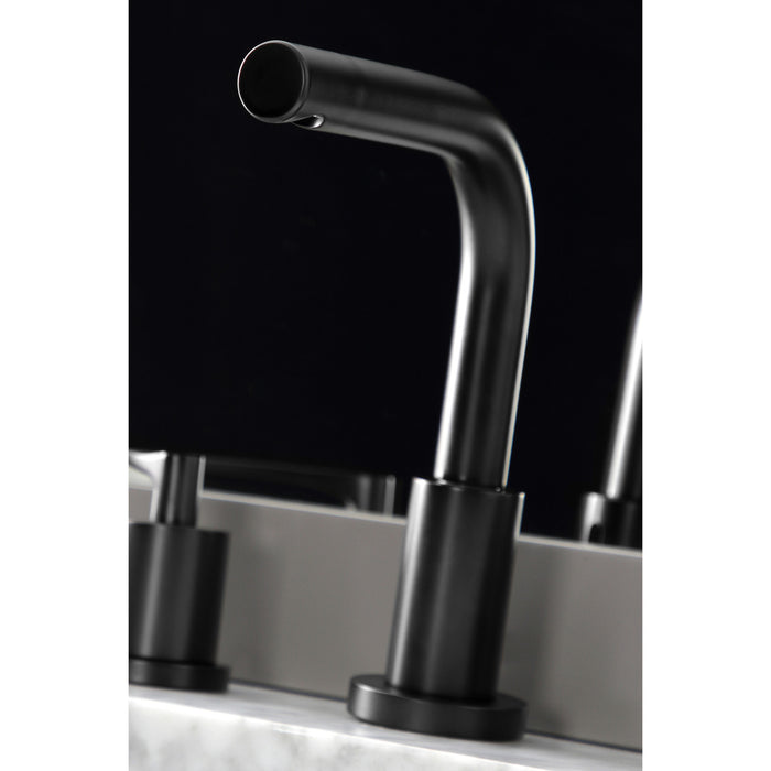Kingston Tulare FSC8950SVL - Serena Two-Handle 3-Hole Deck Mount Widespread Bathroom Faucet with Brass Pop-Up, Matte Black