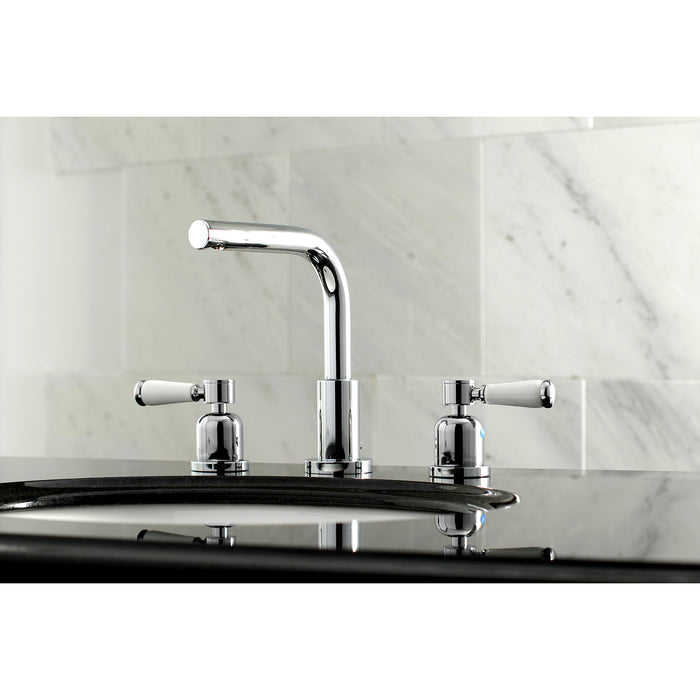 Kingston Tulare FSC8951DPL - Paris Two-Handle 3-Hole Deck Mount Widespread Bathroom Faucet with Brass Pop-Up, Polished Chrome