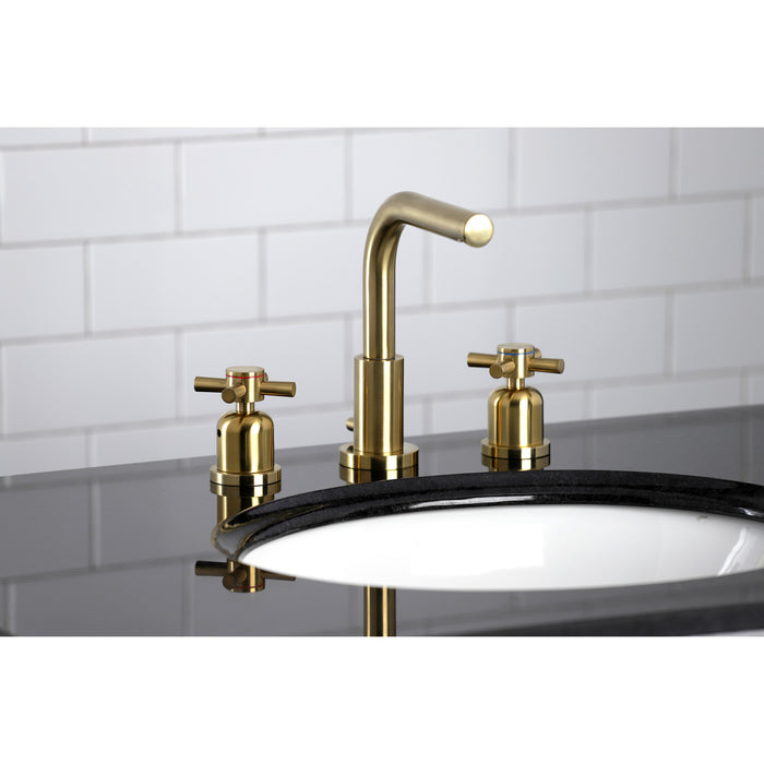 Kingston Sona FSC8953DX - Concord Two-Handle 3-Hole Deck Mount Widespread Bathroom Faucet with Brass Pop-Up, Brushed Brass