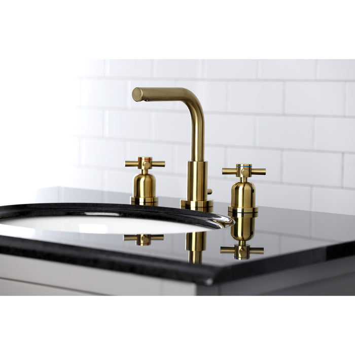 Kingston Sona FSC8953DX - Concord Two-Handle 3-Hole Deck Mount Widespread Bathroom Faucet with Brass Pop-Up, Brushed Brass