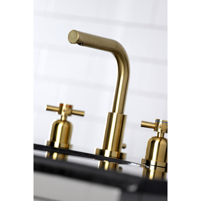Kingston Sona FSC8953DX - Concord Two-Handle 3-Hole Deck Mount Widespread Bathroom Faucet with Brass Pop-Up, Brushed Brass